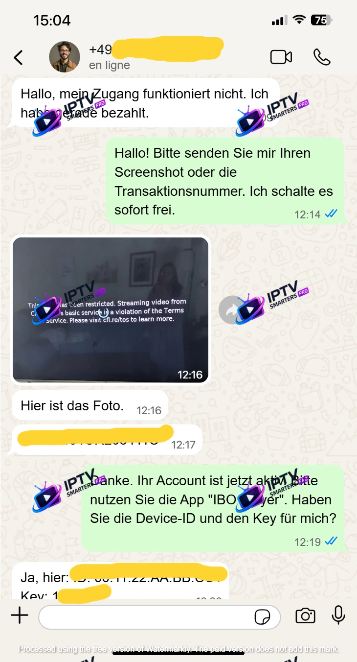 WhatsApp IPTV Smarters Pro Problem gelöst und Zugang aktiviert